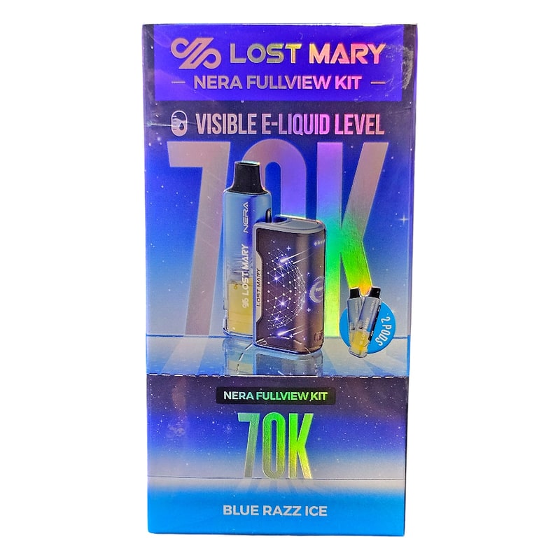 Lost Mary Nera Fullview 70k Puff 5ct Box-Blue Razz Ice