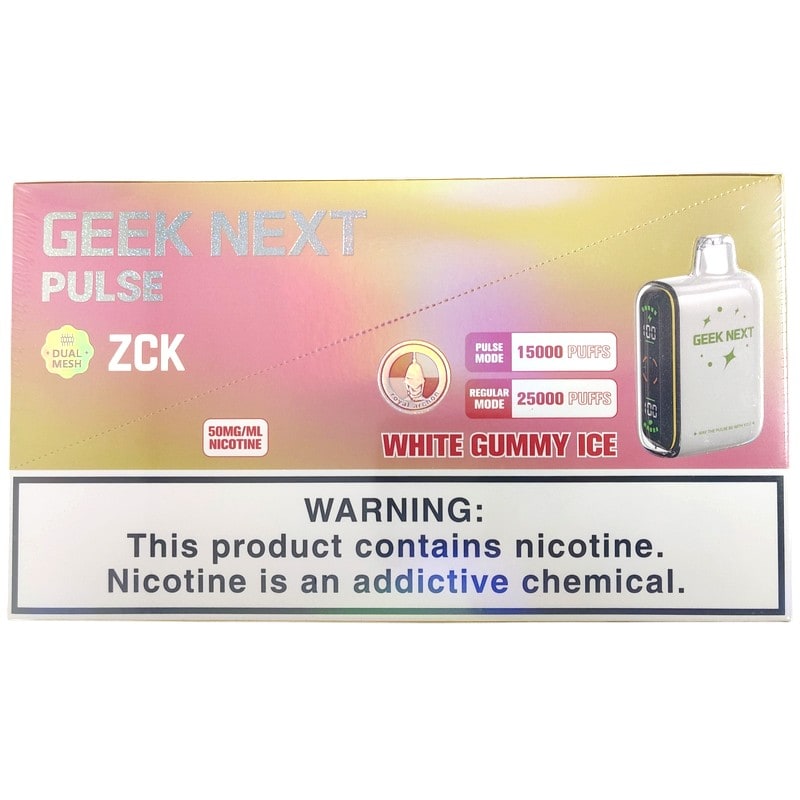 Geek Next Pulse 25k Puff 5ct Box - White Gummy Ice