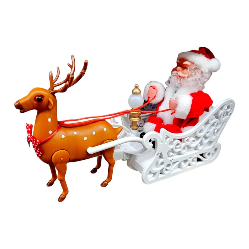 Merry Christmas Santa Claus Sled With Reindeer (CMS-3)
