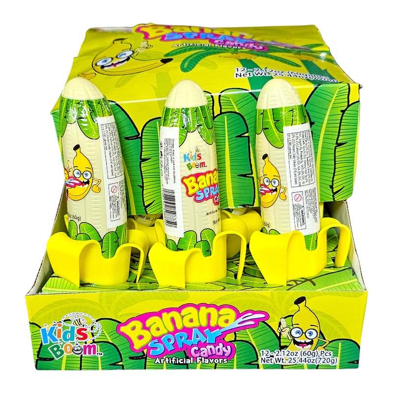 Kids Boom Banana Spray Toy Candy 12ct