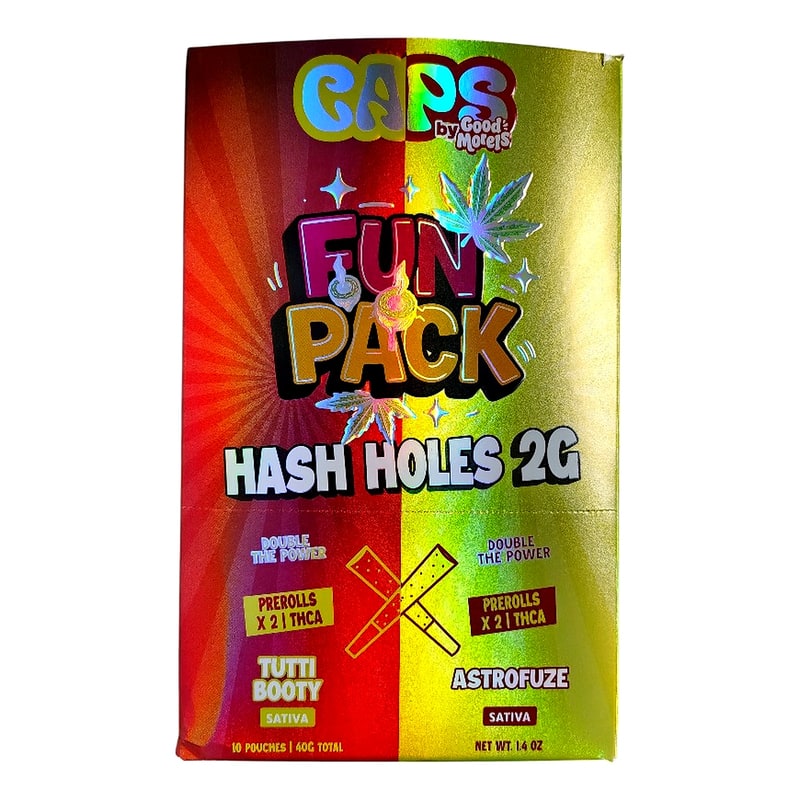 Caps Fun Pack THC-A Hash Hole 2g Pre-Roll 2pk 10ct Box-Sativa- Tutti Booty/ Astrofuze