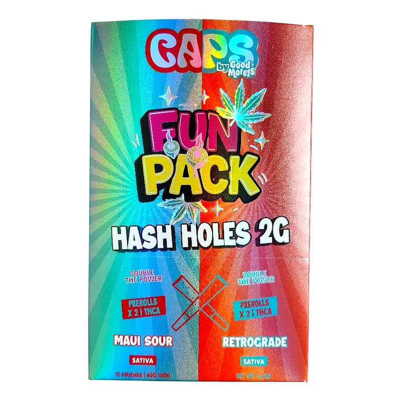 Caps Fun Pack THC-A Hash Hole 2g Pre-Roll 2pk 10ct Box-Sativa-Maui Sour/Retrograde