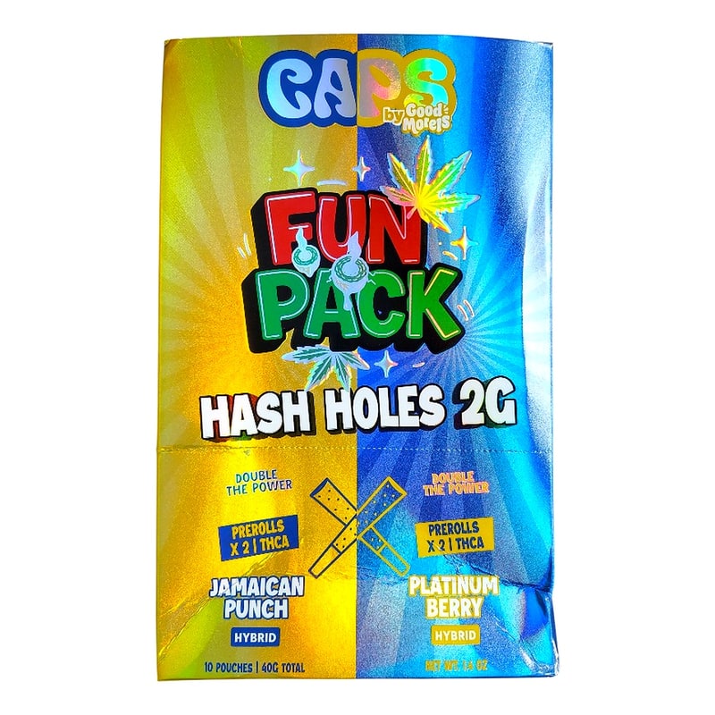 Caps Fun Pack THC - A Hash Hole 2g Pre - Roll 2pk 10ct Box - Hybrid - Jamaican Punch/Platinum Berry