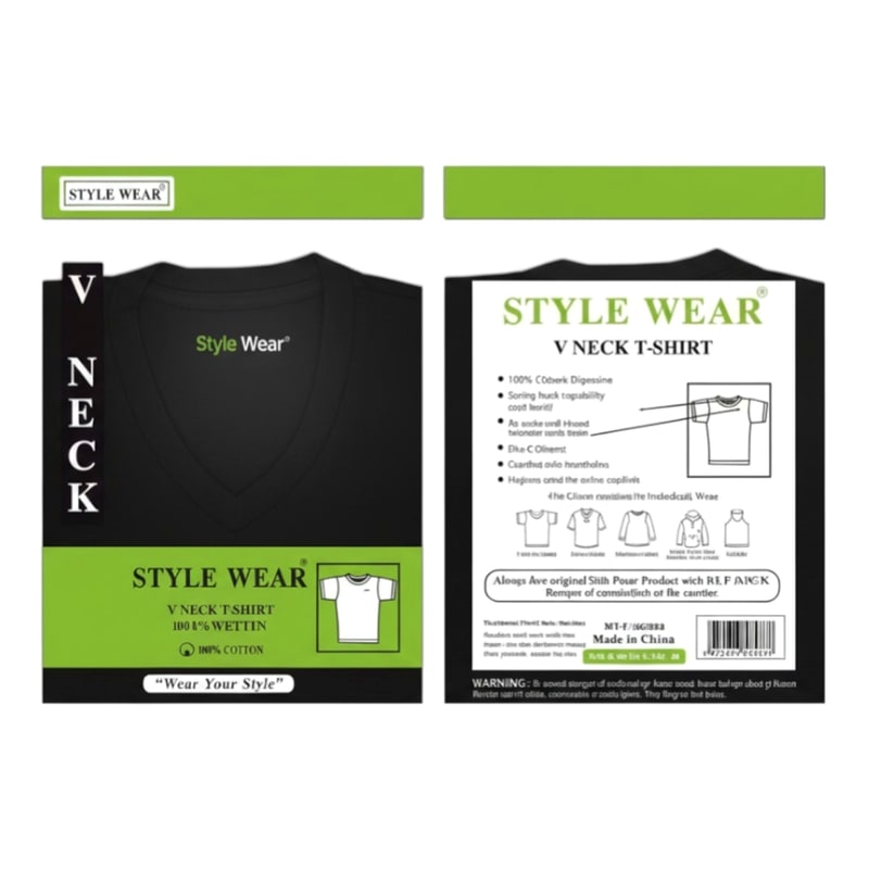 TShirt Style Wear V-Neck-Black 1XL
