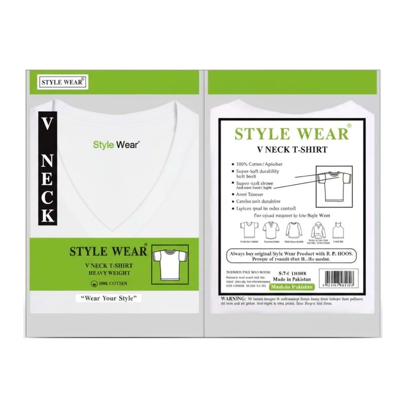 TShirt Style Wear V-Neck-White Small