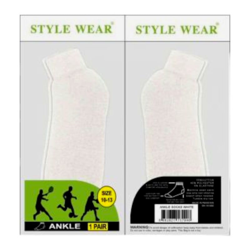 Style Wear Ankle Socks-White