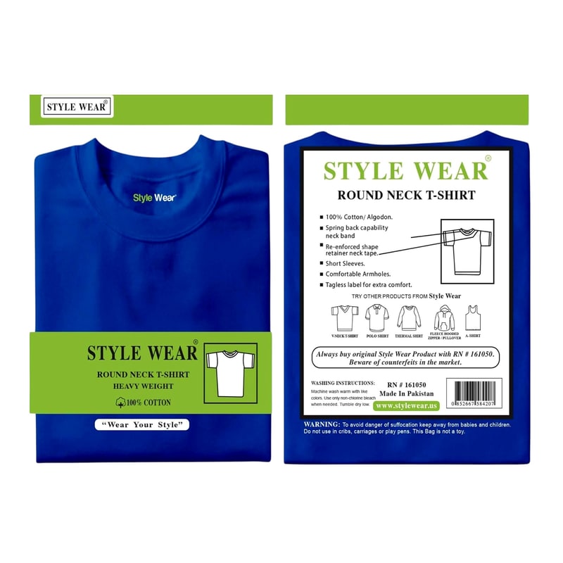 TShirt Color Style Wear Round Neck-Blue 3XL