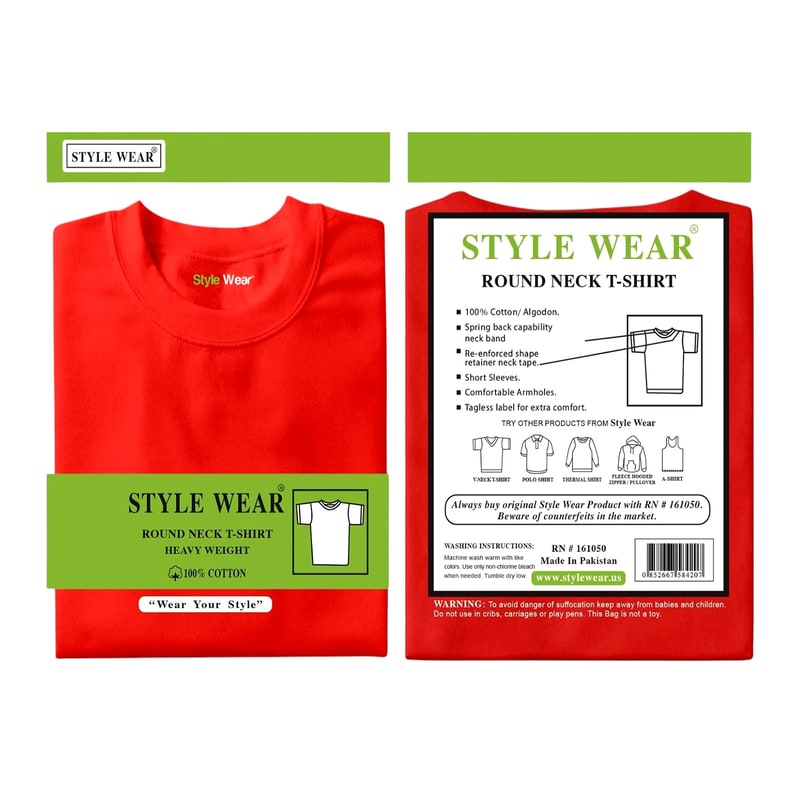 TShirt Color Style Wear Round Neck-Red 2XL