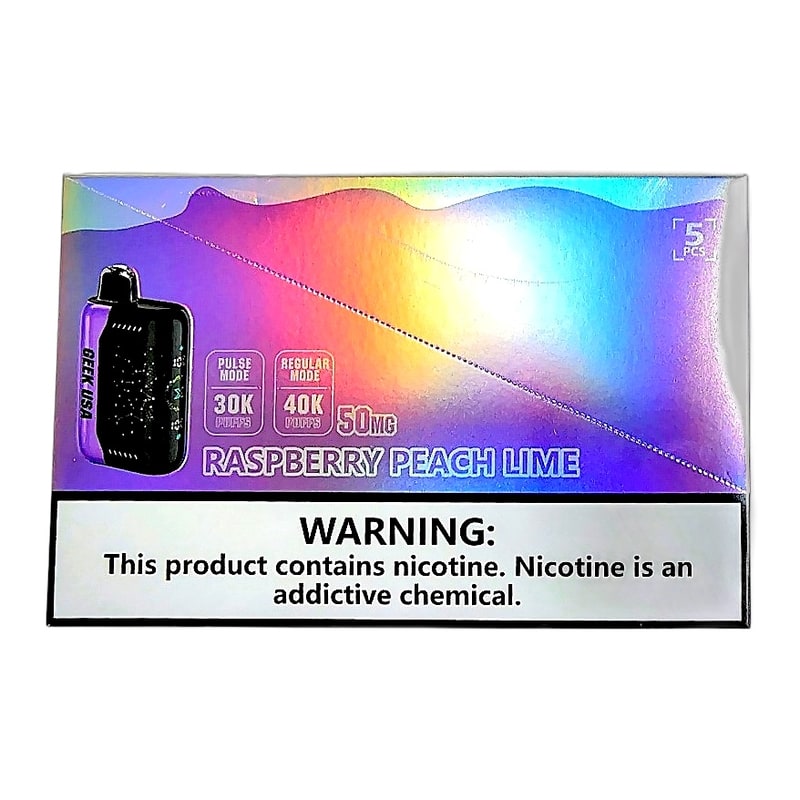 Geek USA Pulse 40K Puff 5ct Box - Raspberry Peach Lime