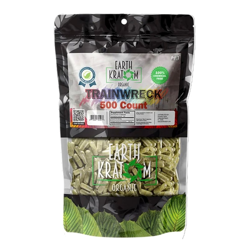 Earth Kratom 500ct Capsules-Trainwreck