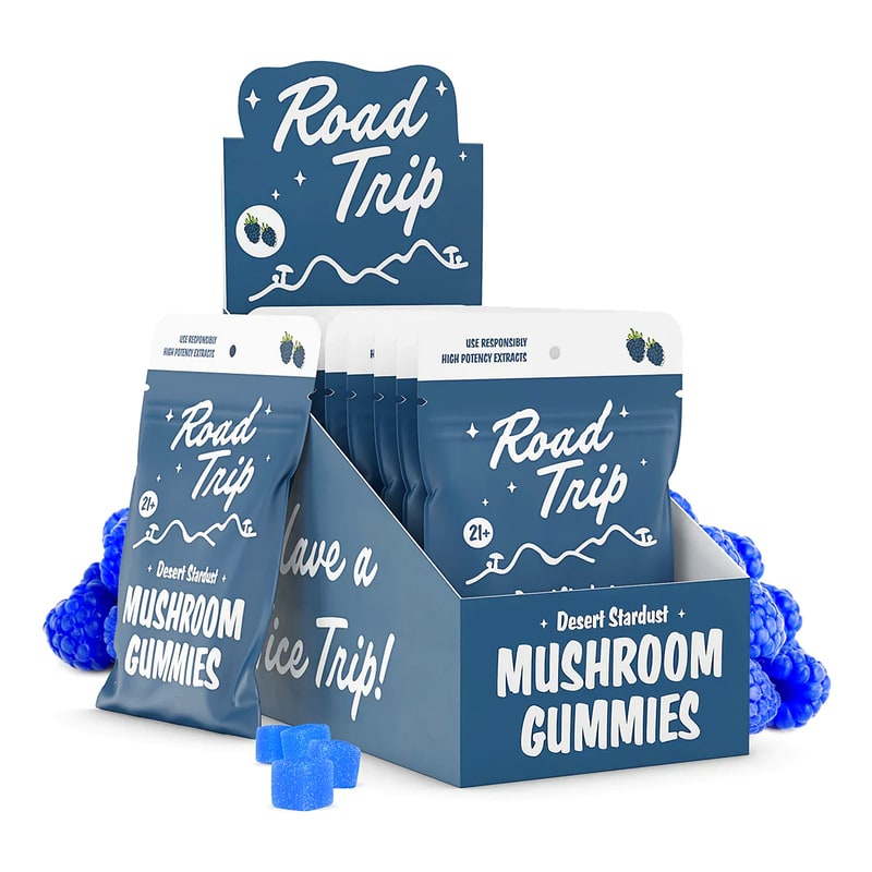 Road Trip Mushroom Vegan Gummies 8pk 10ct Box-Blue Raspberry
