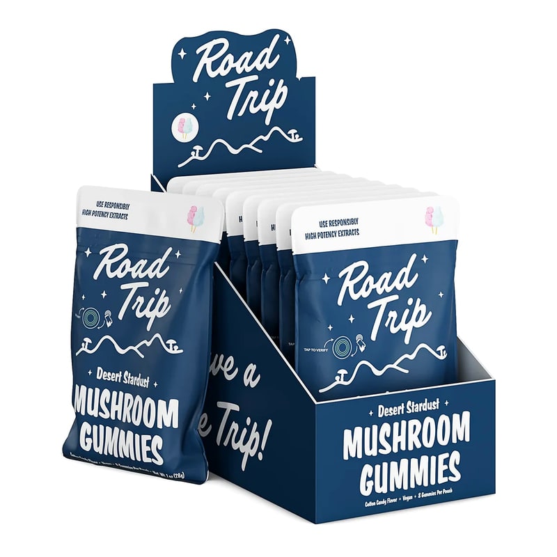 Road Trip Mushroom Vegan Gummies 8pk 10ct Box-Cotton Candy