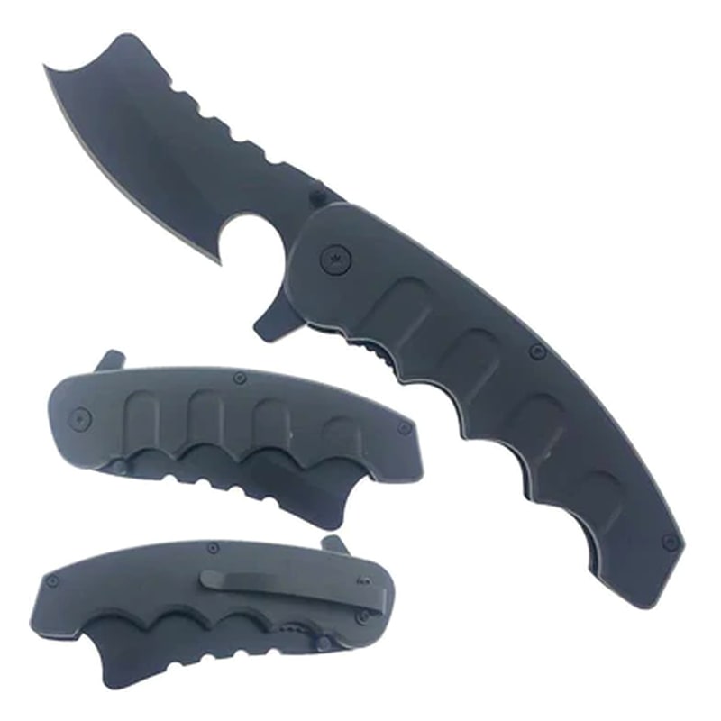 Knife -KS1680BK Black Handle Folding Knife