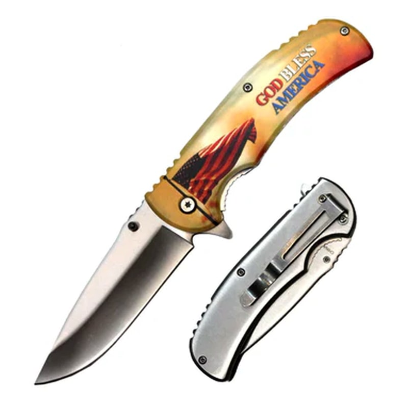 Knife -PK1536-US2 USA Flag Eagle Folding Knife