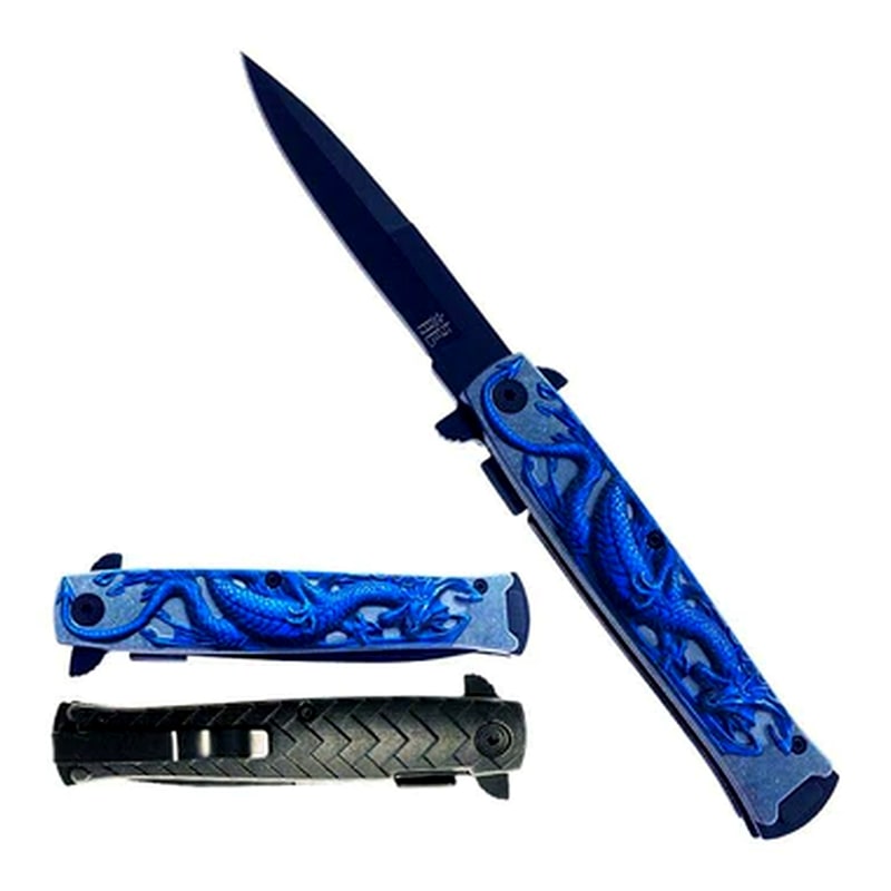 Knife -KS1673BL Blue Dragon Pocket Knife