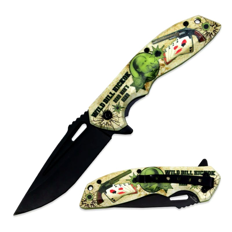 Knife -BF1877WB Glow In Dark Wild Bill Hickok Folding Knife