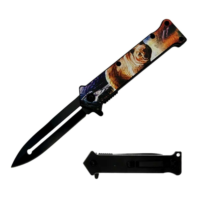 Knife -KN-1998B Glow In Drak Bear Folding Knife