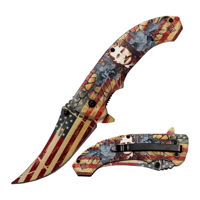 Knife -BF1531-WB Wild Bill Design USA Flag Pocket Knife