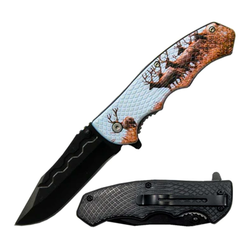 Knife -LQ3279-DE Deer Picture Pocket Knife