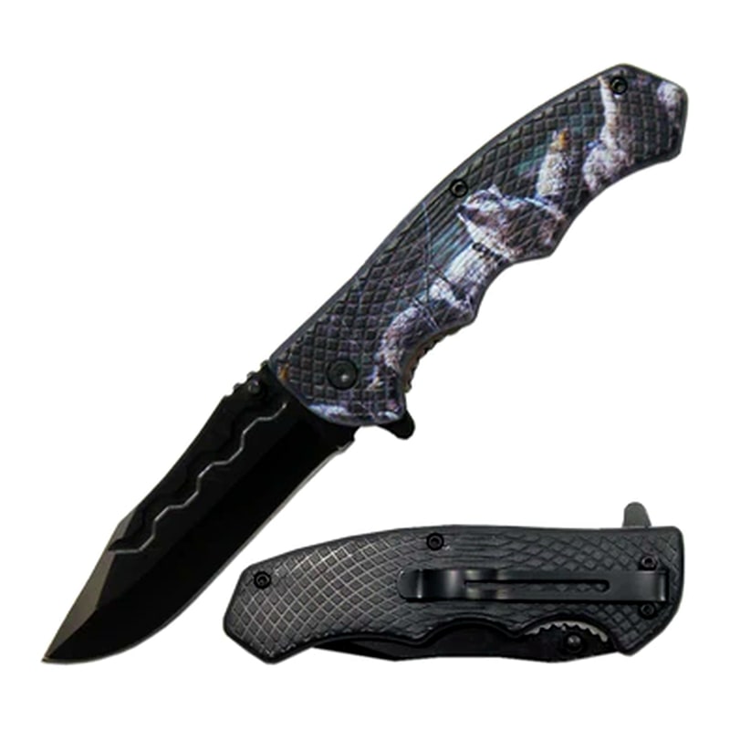 Knife -LQ3279-W2 Wolf Picture Pocket Knife