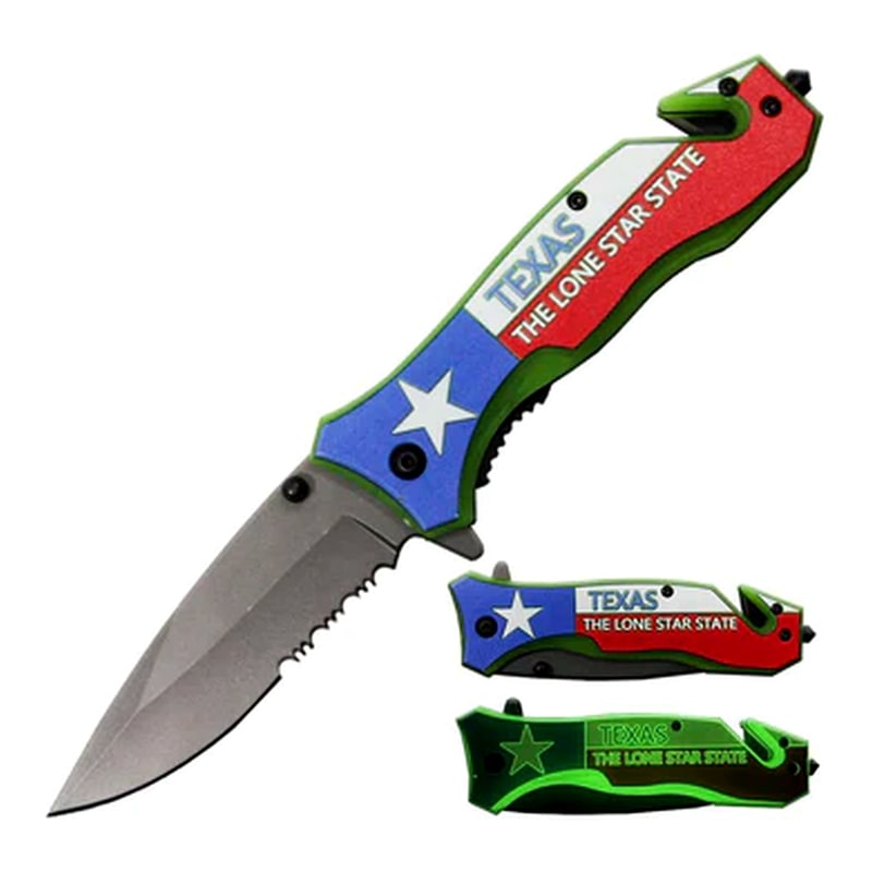 Knife -YC1709-TX Texas Flag Folding Knife