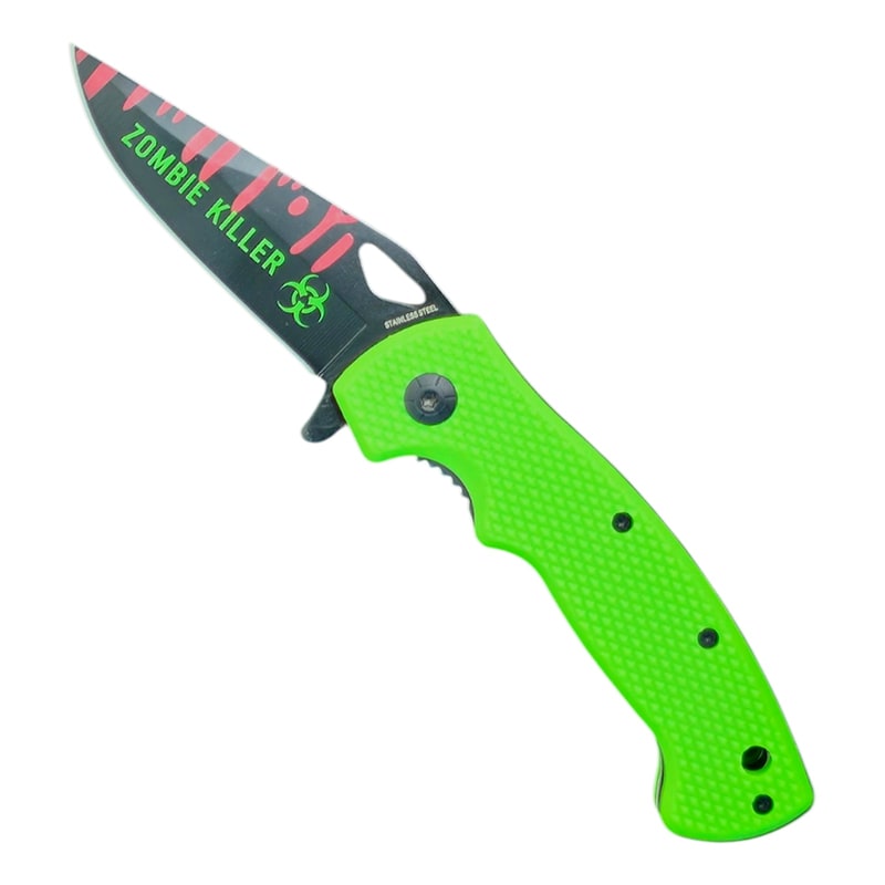 Knife -KN-1587 Green Zombie Killer Folding Knife