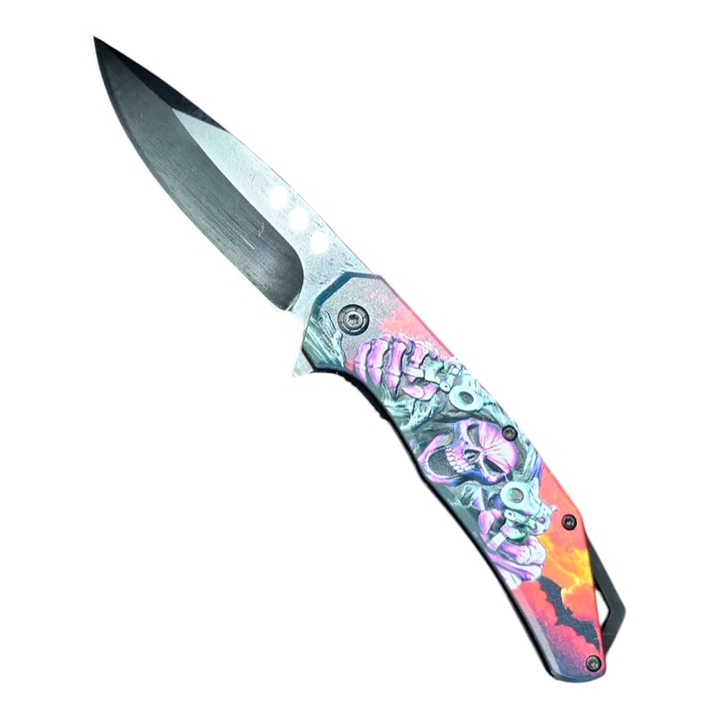 Knife -KS-1498PP Purple Skull Folding Knife