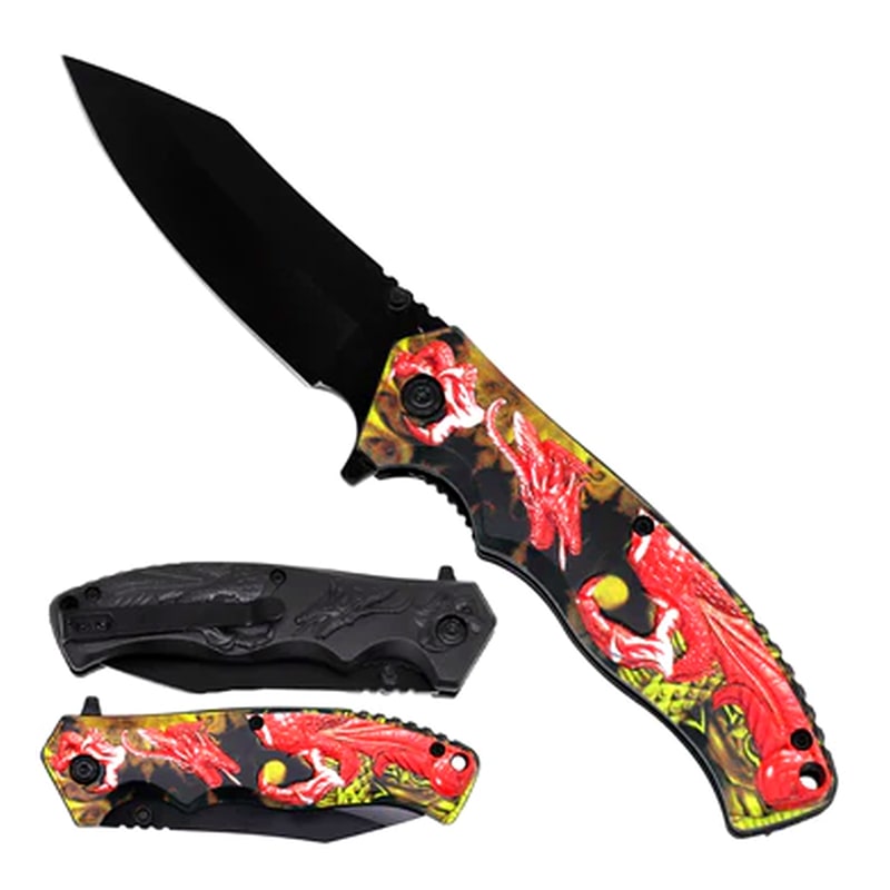 Knife -KS-1497RD Red Dragon Folding Knife