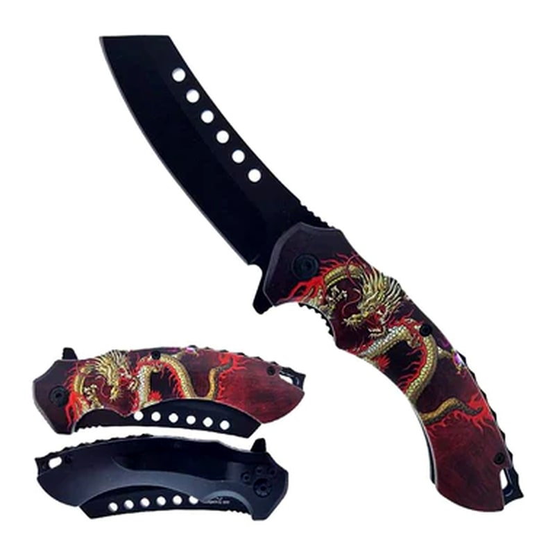 Knife -KS30175-2 Dragon Design Folding Knife