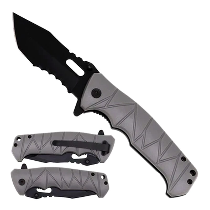 Knife -KS1025GY Grey Handle Folding Knife