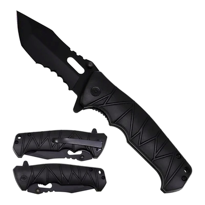 Knife -KS1025BK Black Handle Folding Knife