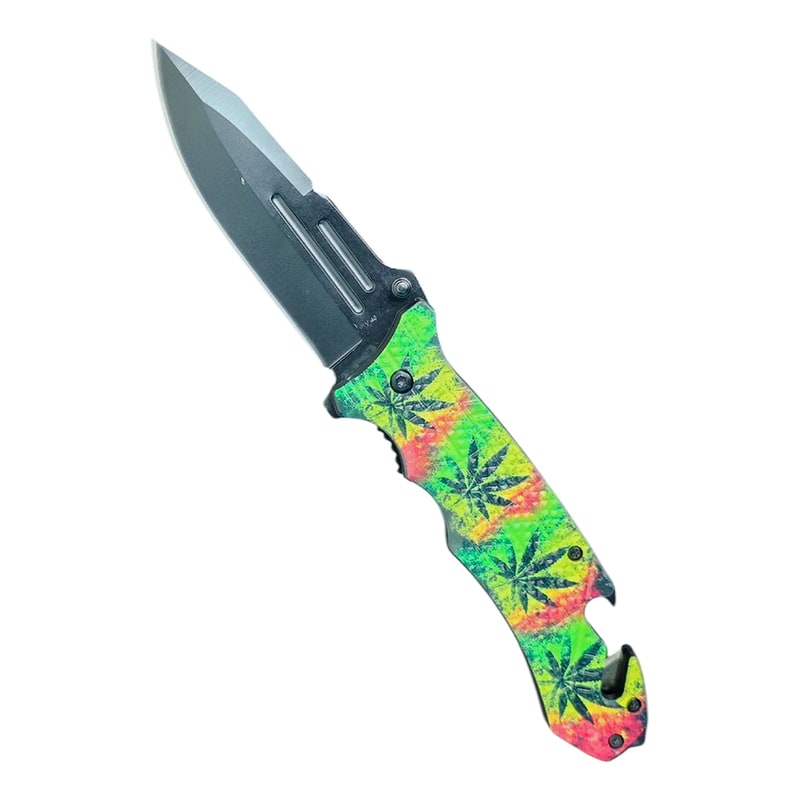 Knife -KS3108MM1 Marijuana Leaf Handle Folding Knife