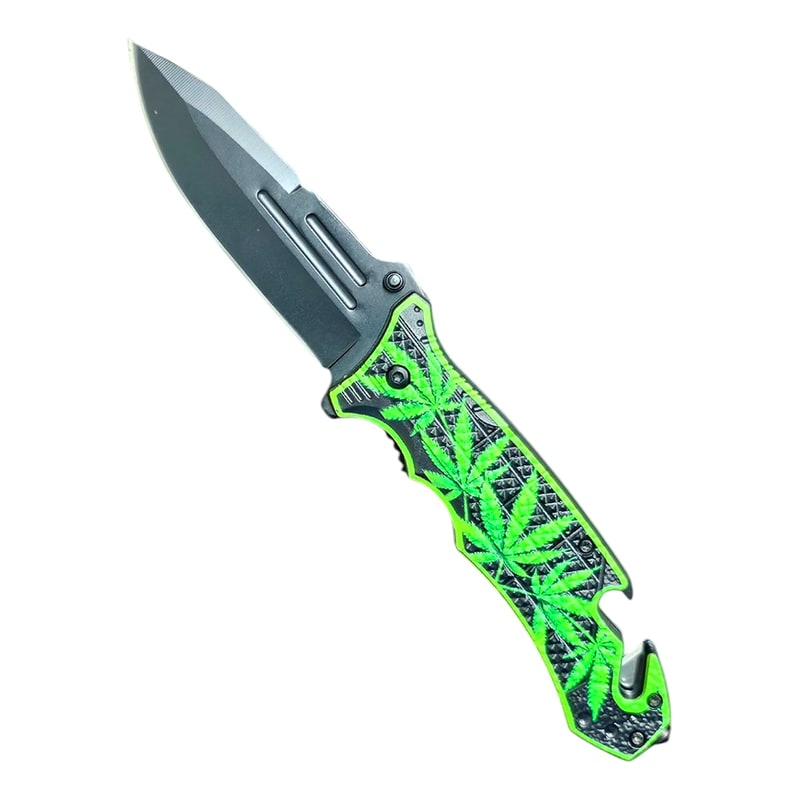 Knife -KS3108MM Marijuana Leaf Handle Folding Knife