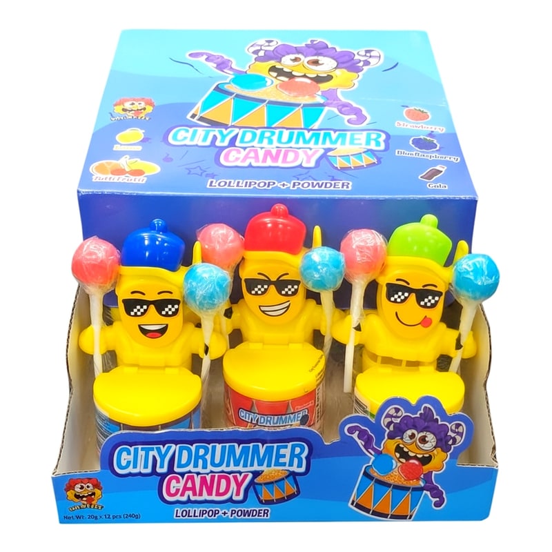 Sour City Drummer Toy Candy 12ct Box
