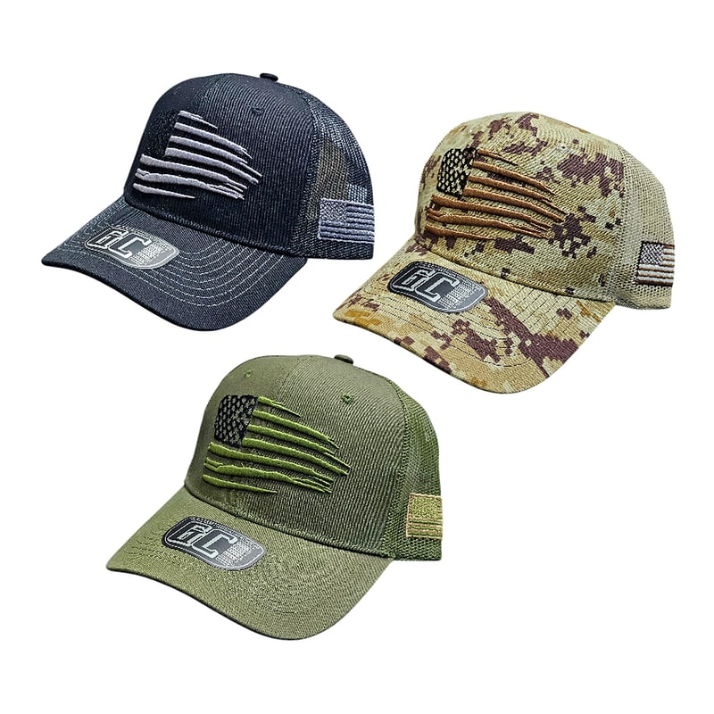 Truckers Caps -Torn USA Flag