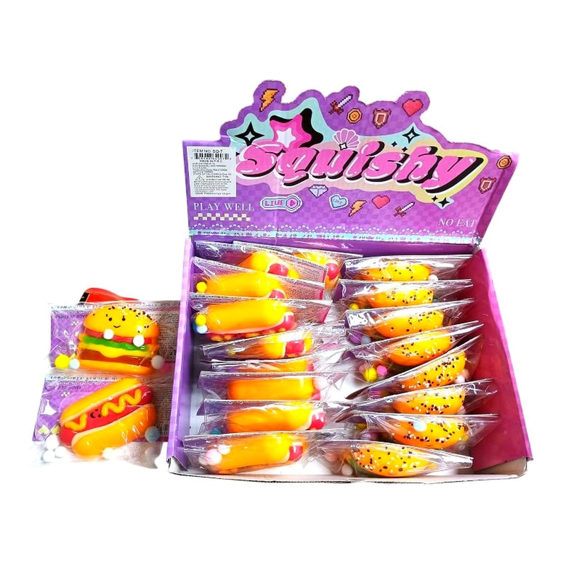 Burger & Hot Dog Squeeze Toy 20ct Box