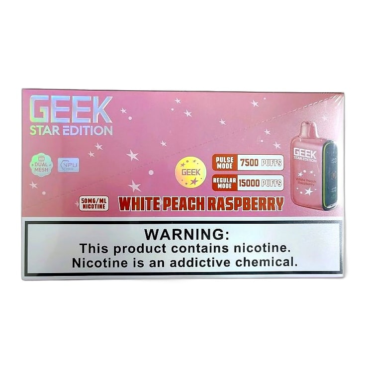 Geek Star Edition 15k Puff 5ct Box-White Peach Raspberry