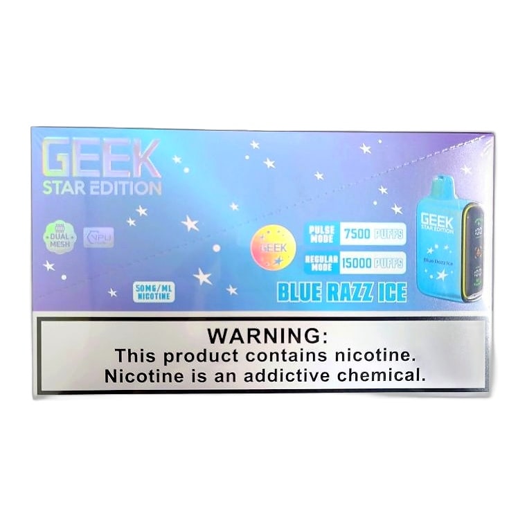 Geek Star Edition 15k Puff 5ct Box-Blue Razz Ice