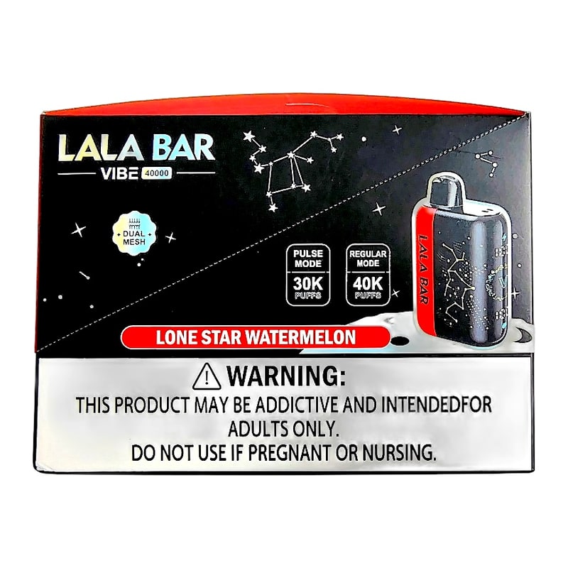Lala Bar 40k Puff (Nixodine) 5ct Box - Lone Star Watermelon