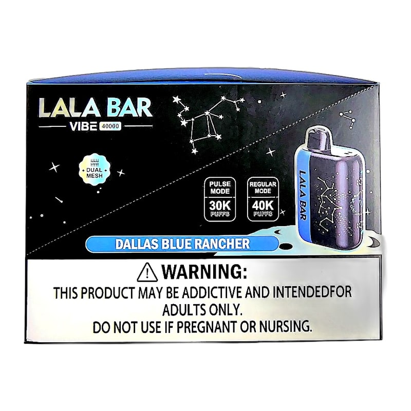 Lala Bar 40k Puff (Nixodine) 5ct Box - Dallas Blue Rancher