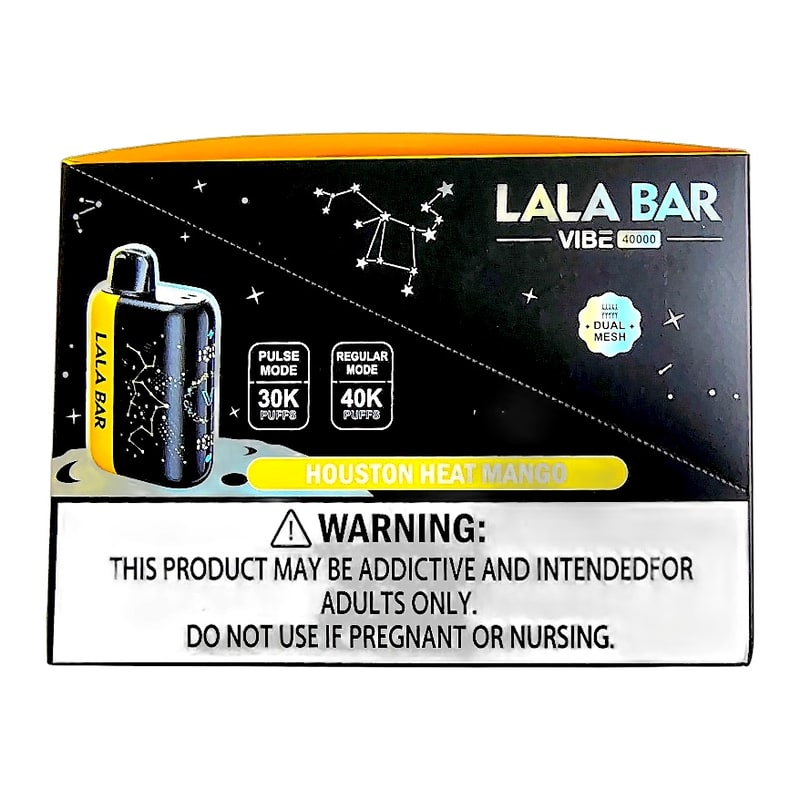 Lala Bar 40k Puff (Nixodine) 5ct Box - Houston Heat Mango