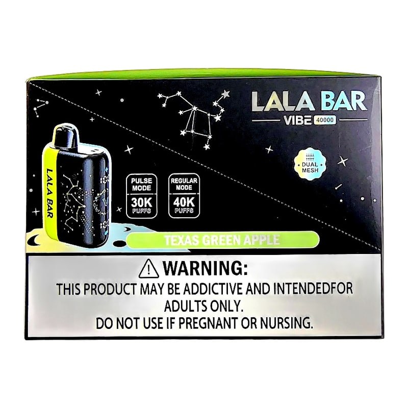 Lala Bar 40k Puff (Nixodine) 5ct Box - Texas Green Apple