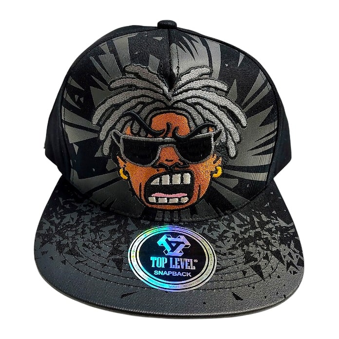 Hip-Hop Caps -Cartoon Face Graphic Gray & Black