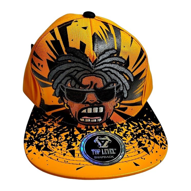 Hip-Hop Caps -Cartoon Face Graphic Yellow & Black