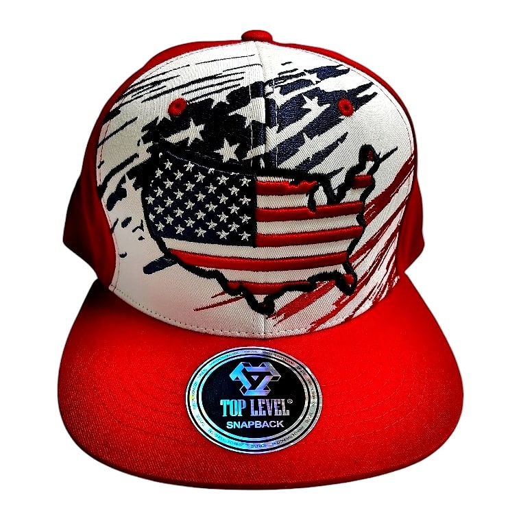 Hip-Hop Caps -USA Logo Red