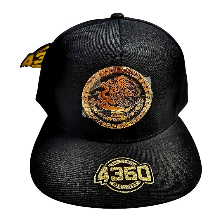 Hip-Hop Caps -Metallic Gold Mexican Eagle Black