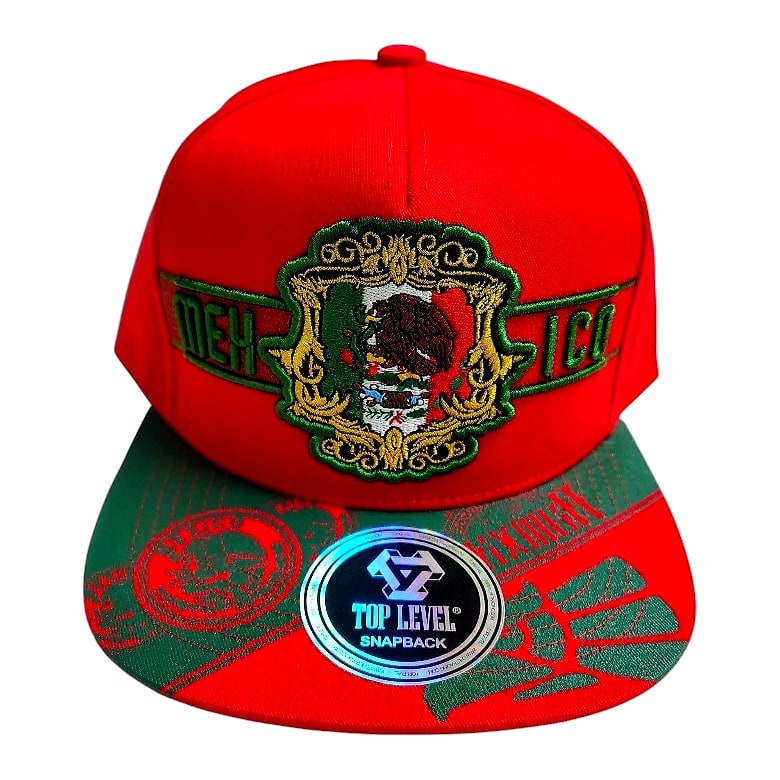 Hip-Hop Caps -Mexico Eagle Coat Design Red