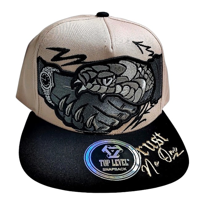 Hip-Hop Caps -Snake Graphic "Trust No One" Tan Color