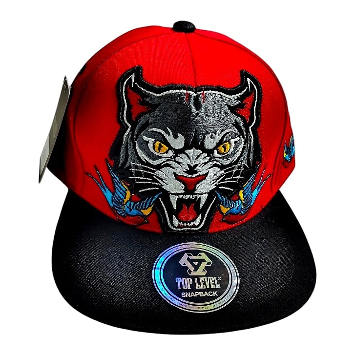 Hip-Hop Caps -Panther Face Red