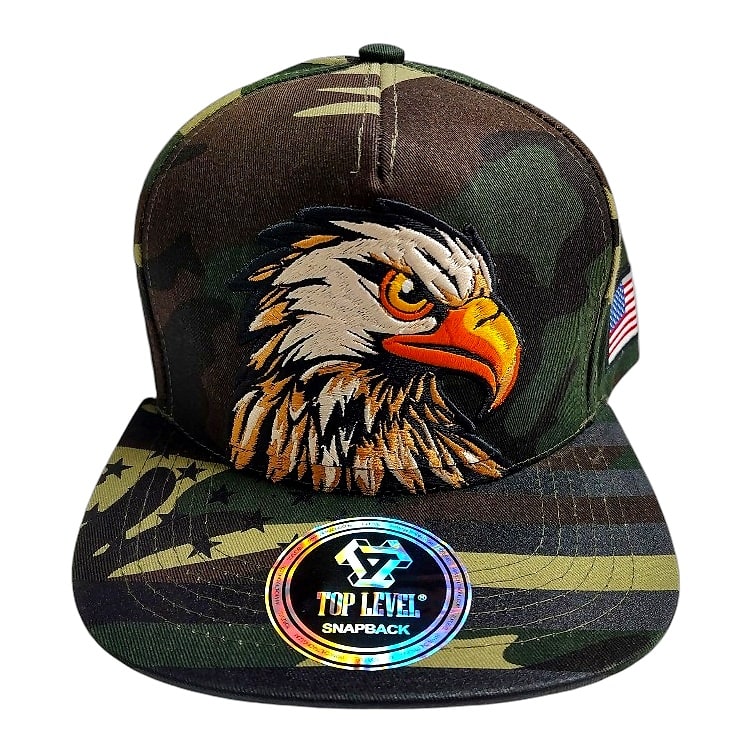 Hip-Hop Caps -Military Camo/Patriotic Eagle Head Design